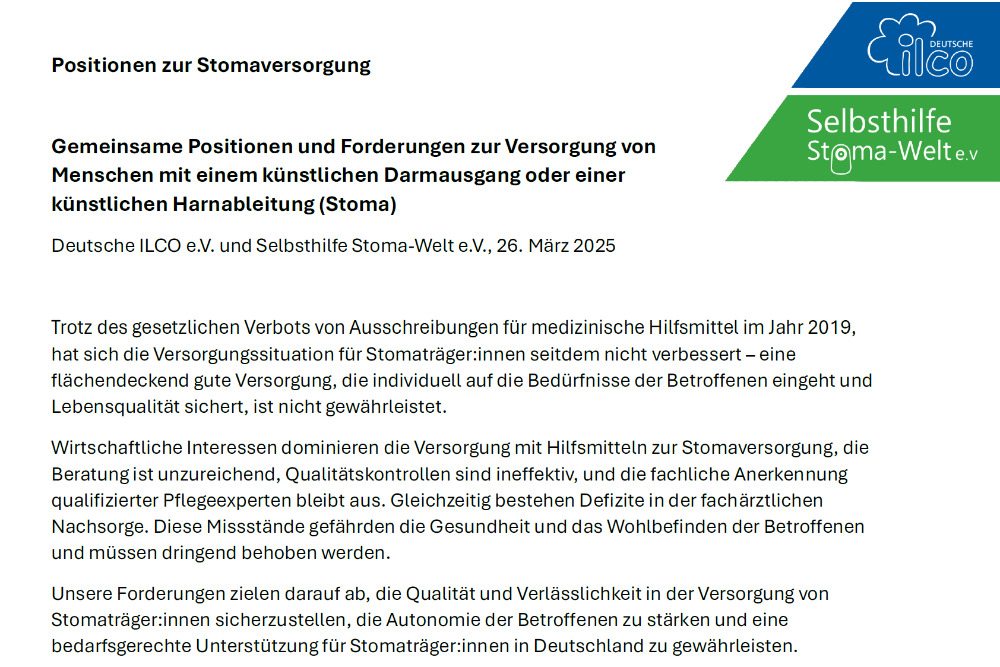 Herunterladen: Positionspapier zur Stomaversorgung
